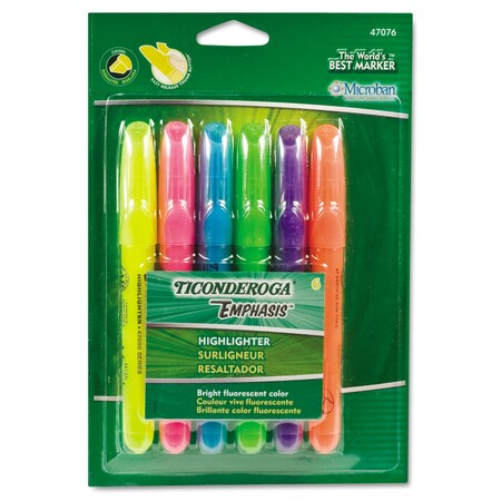 Ticonderoga Emphasis Desk Style Highlighters, Chisel Tip, Assorted Colors, PK6 47076
